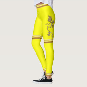 Jesus an Ihrer Türgoldfolie mit gelber Leggings