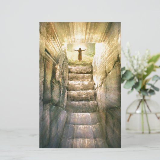 Jesus an leerer Grab-Ostern-Auferstehung Briefpapier (Stehend Vorderseite)