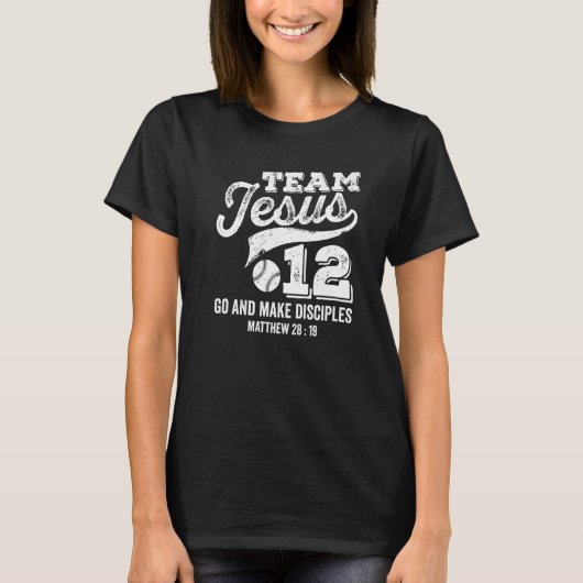 Jesus and Baseball Team Jesus Christian Matthew 28 T-Shirt (Vorderseite)