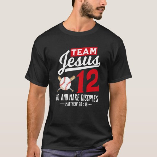 Jesus and Baseball Team Jesus Christian Matthew 28 T-Shirt (Vorderseite)