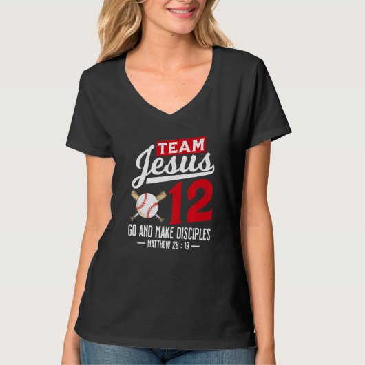 Jesus and Baseball Team Jesus Christian Matthew 28 T-Shirt (Vorderseite)