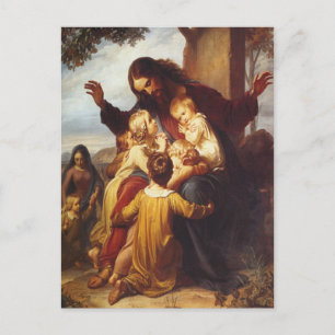 Jesus and Children Christmas Postcard Feiertagspostkarte