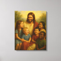 Jesus and Children™ LDS Wall Art Leinwand