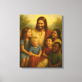 Jesus and Children™ LDS Wall Art Leinwand