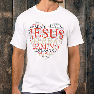 Jesus and Faith Heart Men Christlich Spanisch T-Shirt