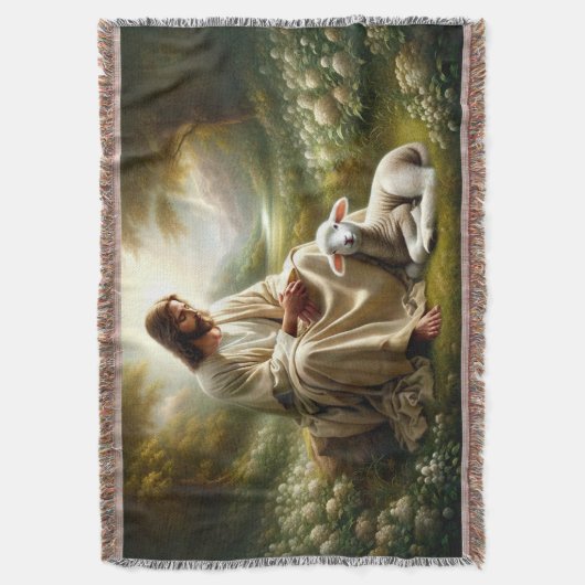 Jesus and Lamb Throw Blanket Decke (Vorderseite Vertikal)