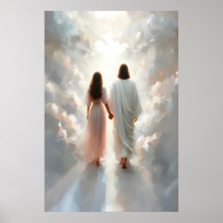 Jesus and Woman Jesus Holding Hands Woman Jesus Poster