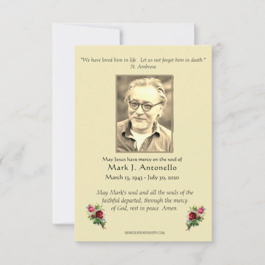 Jesus Angels Beileid Beerdigung Katholik Dankeskarte (Vorderseite)