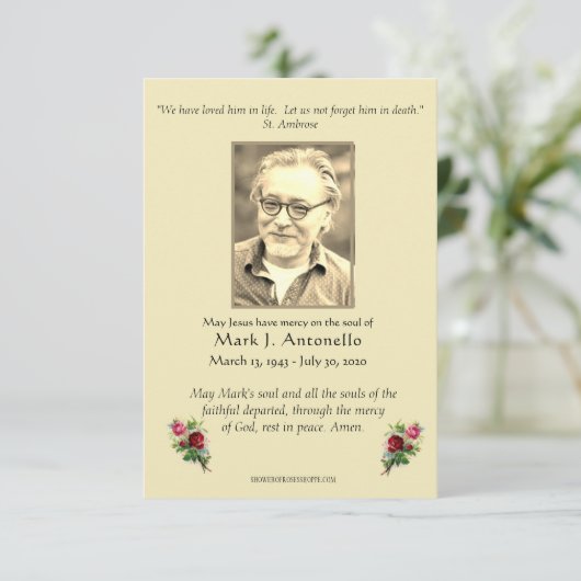 Jesus Angels Beileid Beerdigung Katholik Dankeskarte (Stehend Vorderseite)