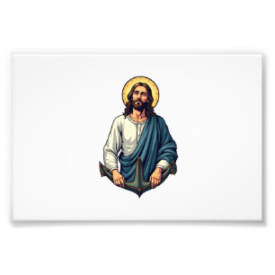 Jesus-Anker-Hoffnung-Vintage-Stich-T-Shirt 2 Fotodruck