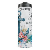 Jesus: Anker, Soul, Blumenhoffung Thermosbecher (Vorderseite)