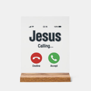 Jesus Anruf-Handybildschirm Christliches T-Shirt-D Acrylschild