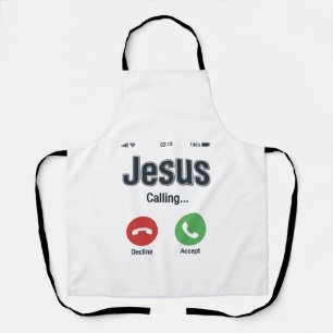Jesus Anruf-Handybildschirm Christliches T-Shirt-D Schürze