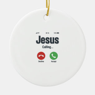 Jesus Anruf-Phonescreen Christliches T-Shirt-Desig Keramik Ornament