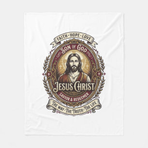 Jesus Antiquitäten Erbstück Grafik T-Shirt Christl Fleecedecke