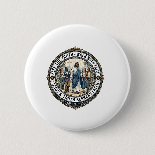 Jesus Apologetik Theologie Nerd-Shirt Glaube Button (Vorderseite)