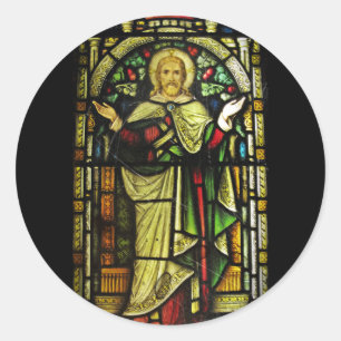 Jesus Arms ausgestreckte festgehaltene Glasbilder Runder Aufkleber