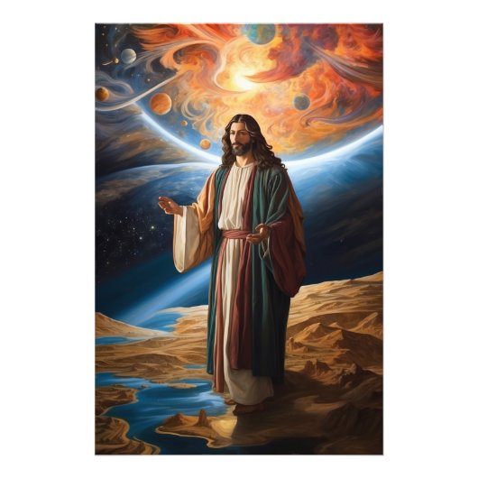 *~* Jesus Arms Planet Universe Earth AP50 Cosmos Fotodruck (Vorne)