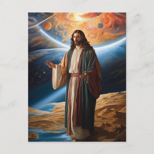 *~* Jesus Arms Planet Universe Earth AP50 Cosmos Postkarte (Vorderseite)