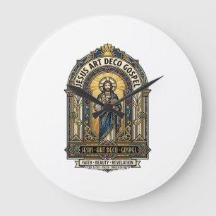 Jesus Art Deco Gospel Jesus Art Deco Christlicher  Große Wanduhr