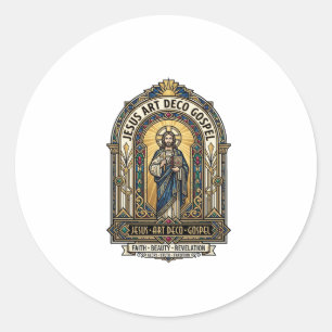 Jesus Art Deco Gospel Jesus Art Deco Christlicher  Runder Aufkleber