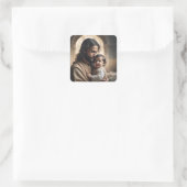 Jesus Art Quadratischer Aufkleber (Tasche)