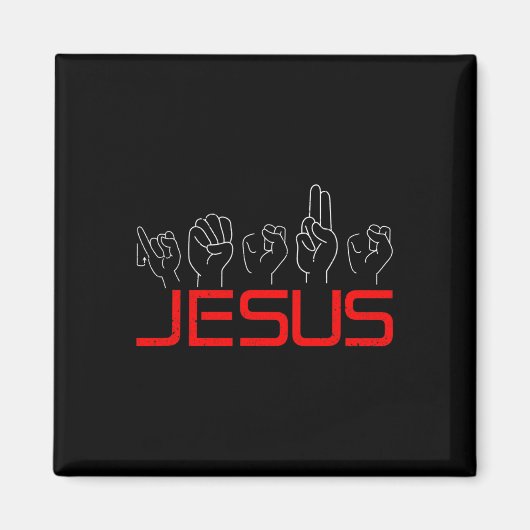 Jesus ASL American Sign Language Christlich Deaf A Magnet (Vorne)