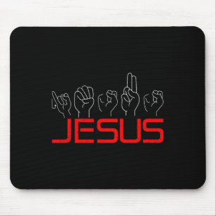 Jesus ASL American Sign Language Christlich Deaf A Mousepad