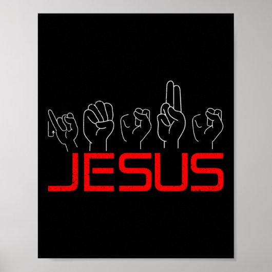 Jesus ASL American Sign Language Christlich Deaf A Poster (Vorne)