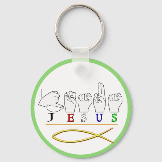 JESUS ASL FINGER SPELLED SIGN COLORS SCHLÜSSELANHÄNGER (Vorderseite)