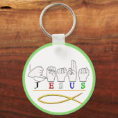 JESUS ASL FINGER SPELLED SIGN COLORS SCHLÜSSELANHÄNGER (Vorderseite)