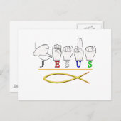 JESUS ASL FINGER SPELLED SIGN FARBEN POSTKARTE (Vorne/Hinten)