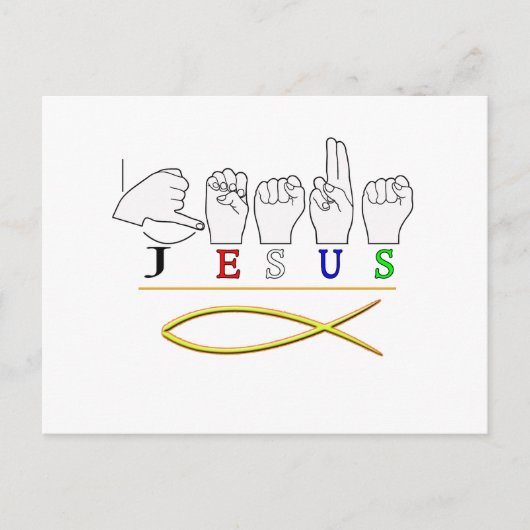 JESUS ASL FINGER SPELLED SIGN FARBEN POSTKARTE (Vorderseite)