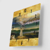 Jesus at Heaven's Gate Gold Texture Design Quadratische Wanduhr (Winkel)