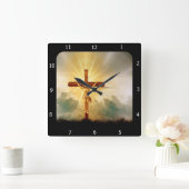 JESUS AUF DEM CROSS QUADRATISCHE WANDUHR (Zuhause)