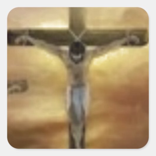 JESUS AUF DEM CROSS QUADRATISCHER AUFKLEBER (Vorderseite)