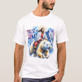 Jesus auf dem Eisbär in den Bergen T-Shirt (Vorderseite)