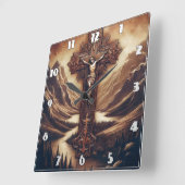 Jesus auf dem Kreuz in der Bergwelt Quadratische Wanduhr (Winkel)