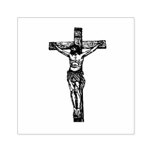 Jesus auf dem Kreuzkreuzkreuzkreuz Religiöse Kath Gummistempel