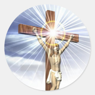 Jesus auf dem Kreuzsticker Runder Aufkleber