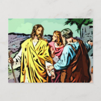 Jesus auf dem Weg nach Emmaus Postkarte