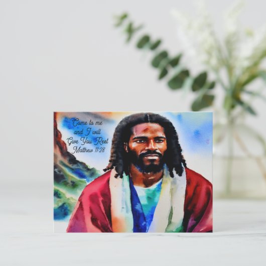 Jesus auf der Berggipfelpostkarte Postkarte (Stehend Vorderseite)