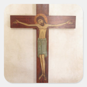 Jesus auf der Kreuzung Kunst Quadratischer Aufkleber