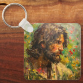 Jesus auf der Wiese Schlüsselanhänger (Vorderseite)