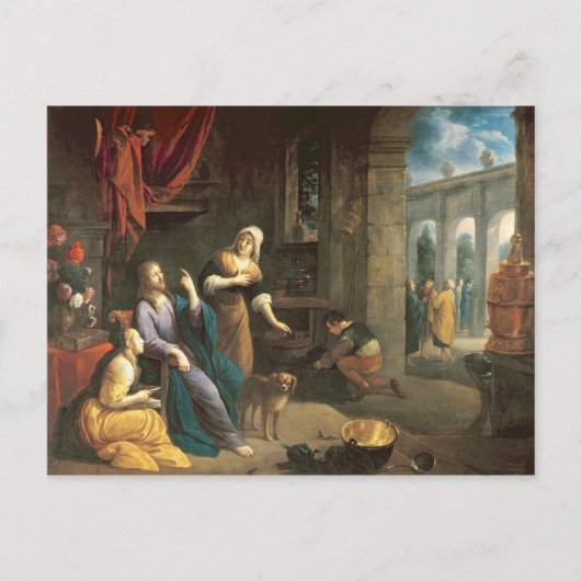 Jesus auf der Zuhause von Martha und Mary Postkarte (Vorderseite)