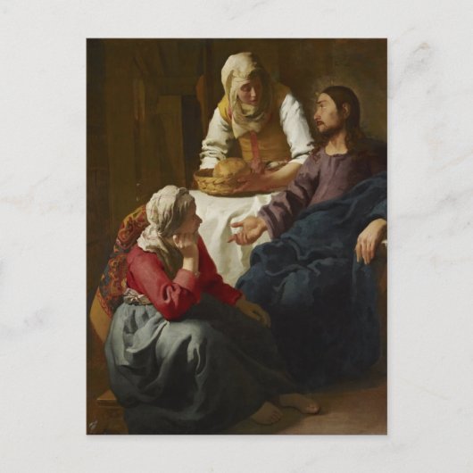 Jesus auf der Zuhause von Mary und Martha Postkarte (Vorderseite)