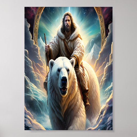 Jesus auf einem Eisbären-12x18 Poster (Vorne)