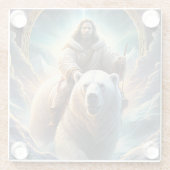 Jesus auf einem Eisbären Glasuntersetzer (Rückseite)