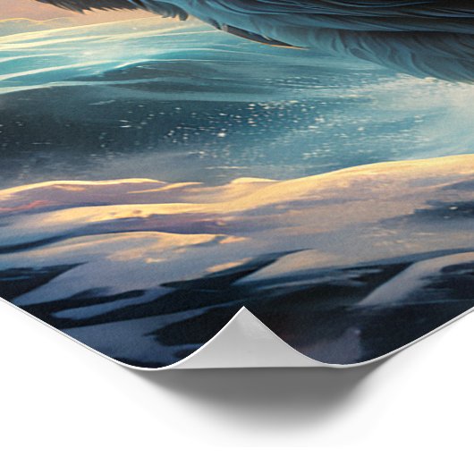 Jesus auf einem Eisbären Poster (Ecke)