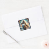 Jesus auf einem Eisbären Quadratischer Aufkleber (Umschlag)